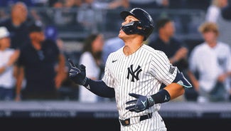 Next Story Image: Aaron Judge Hit in the Head by Anthony Volpe Throw During Yankees-Mets Game
